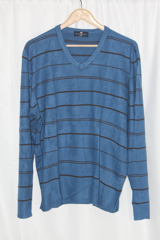 Blue Harbour Blue Striped Sweater – Large