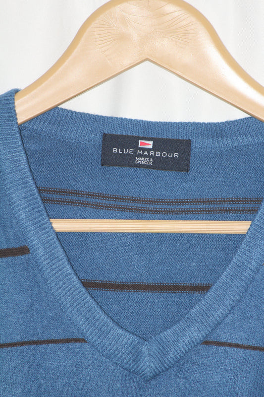 Blue Harbour Blue Striped Sweater – Large