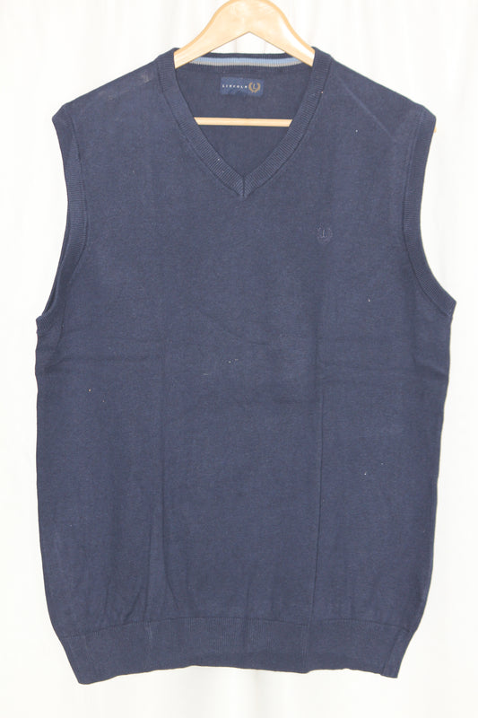 Lincoln Navy Blue Sleeveless Sweater - Large
