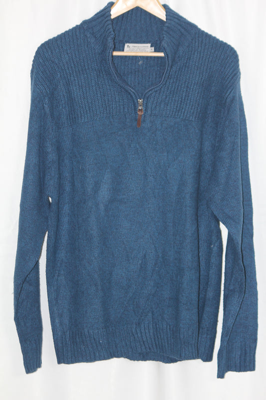 Tu Blue Zip Neck Sweater