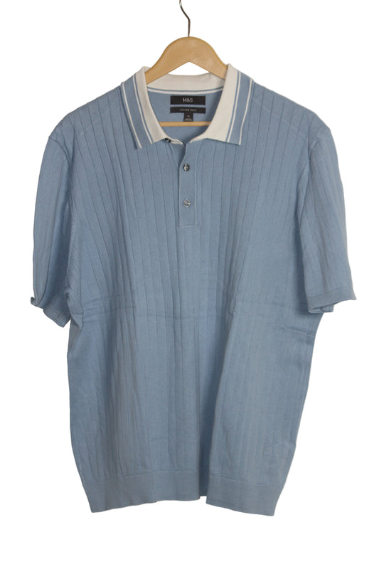 M&S Sky Blue Half Sleeve Polo Sweatshirt