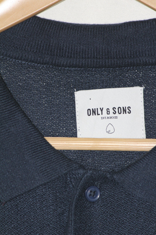 Only & Sons Navy Blue Polo T-Shirt - Large