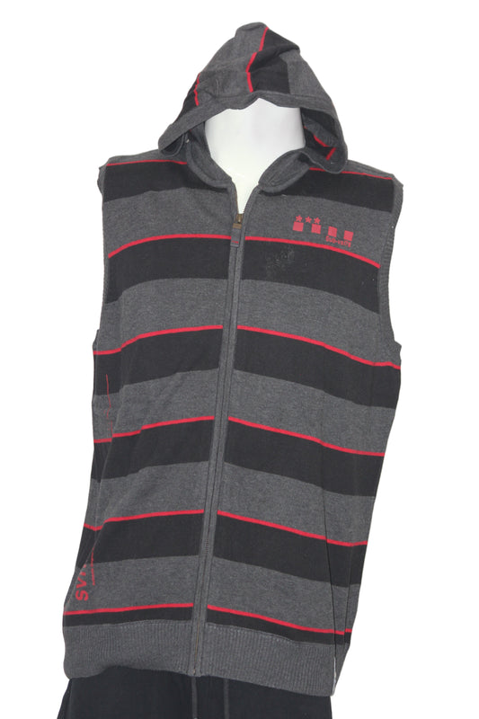 George Black & Grey Sleeveless Hoodie - Large