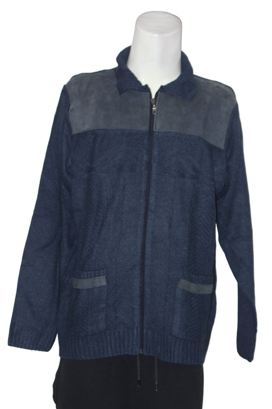 BHS Navy Blue Zipper Sweater - Large