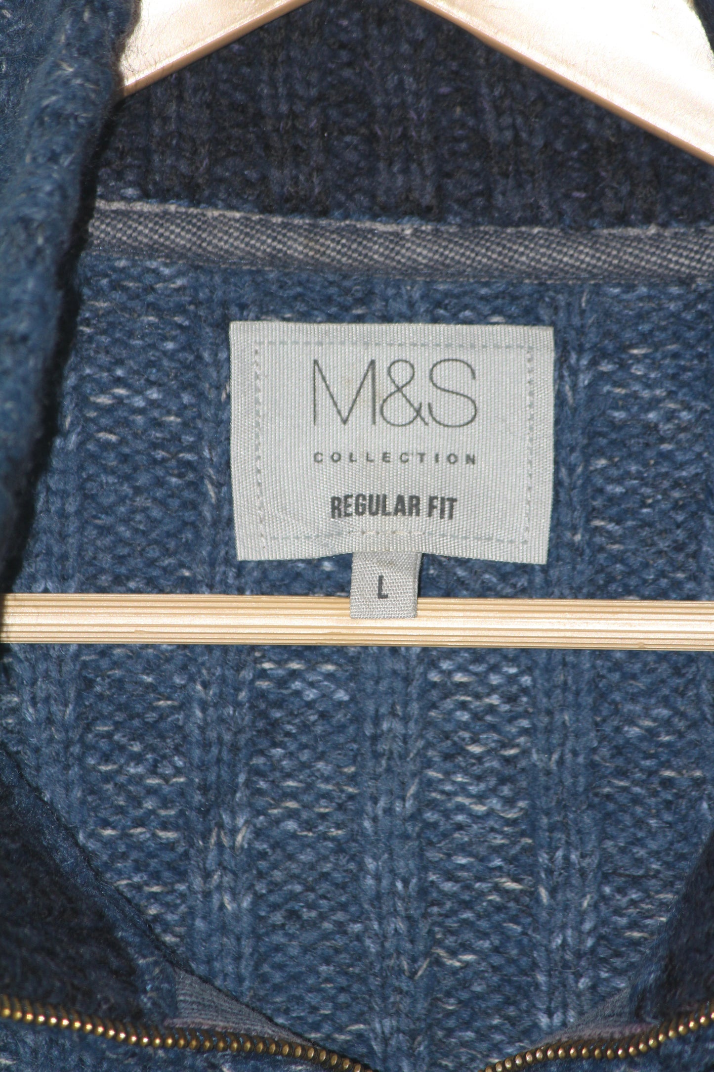 M&S Blue Zip Neck Sweater