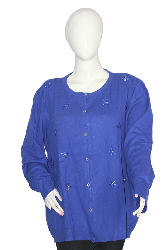 Paramour Blue Button-Down Sweater (Large)