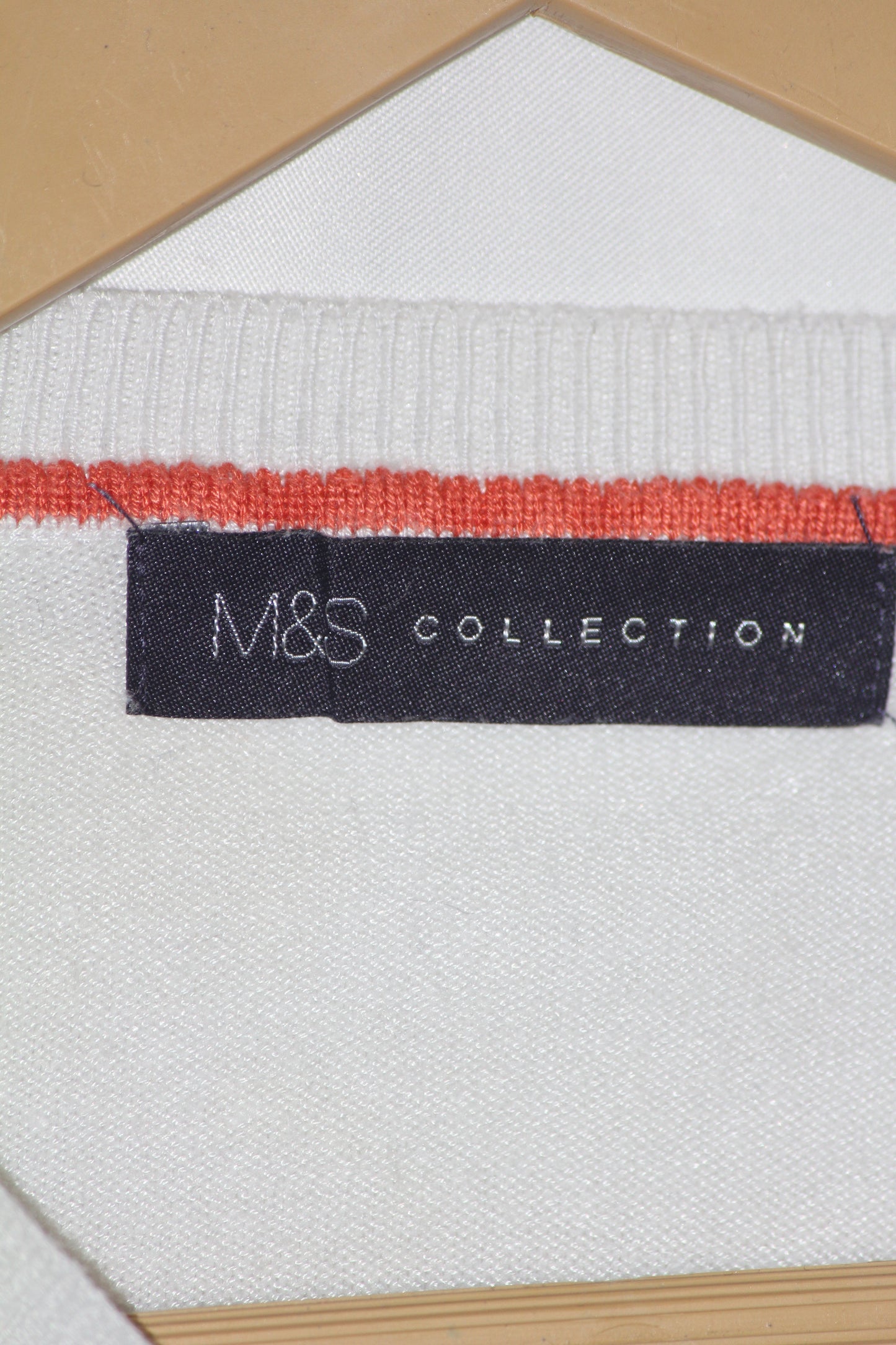 M&S White Printed Button-Down Sweater (Medium)