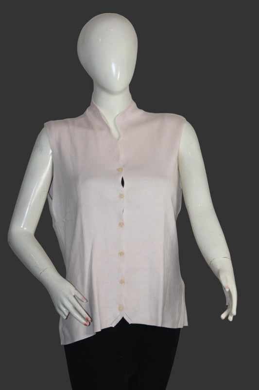 M&S Light Pink Sleeveless Button-Down Sweater (Medium)