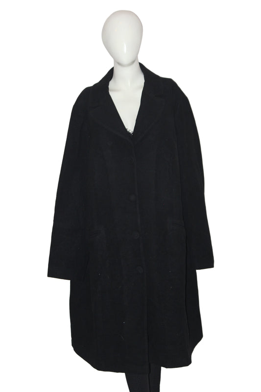 Essence Black Wool Blend Long Coat (Large)