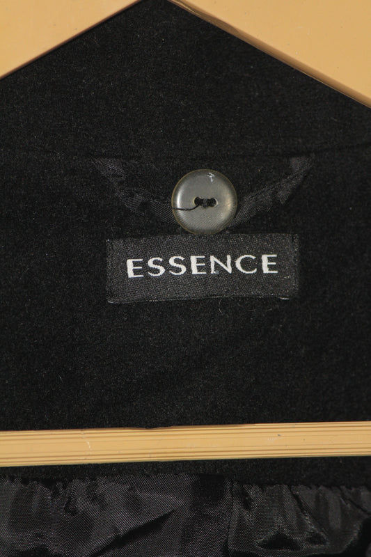 Essence Black Wool Blend Long Coat (Large)