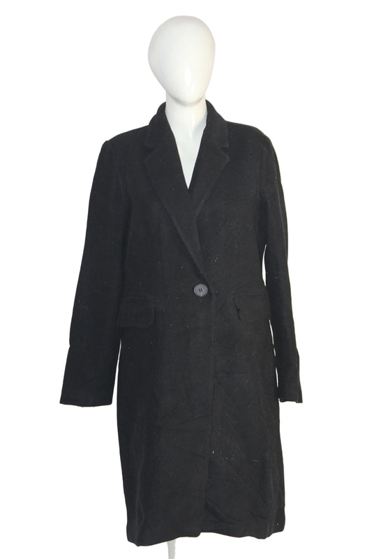 Mango Black Wool Blend Long Coat (Medium)