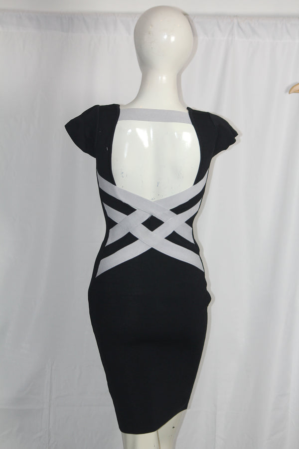 Vinceotto Black Cross Design Bodycon (Small)