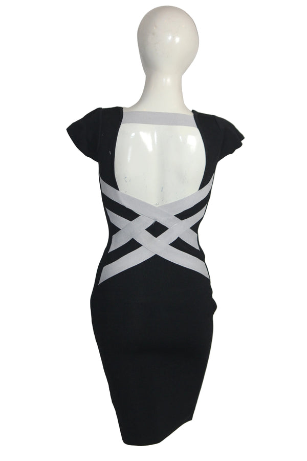 Vinceotto Black Cross Design Bodycon (Small)