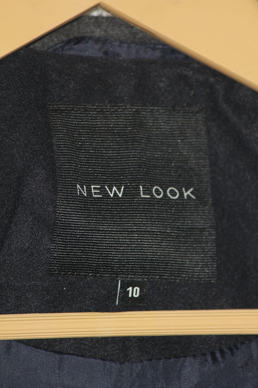 New Look Black Zipper Coat (Small)
