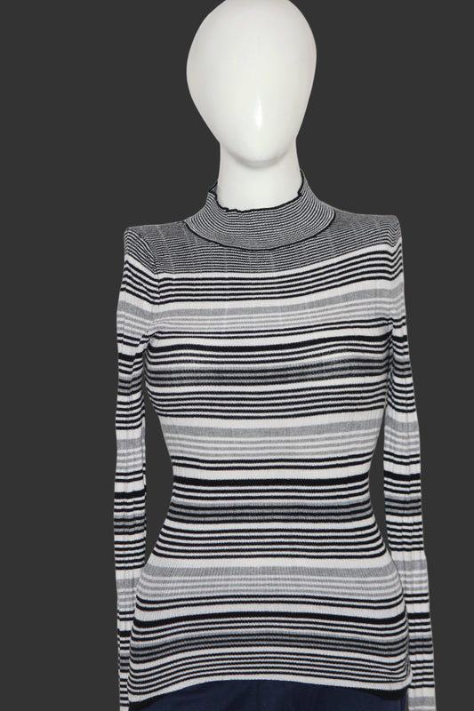 Atmosphere White Striped High Neck (Small)
