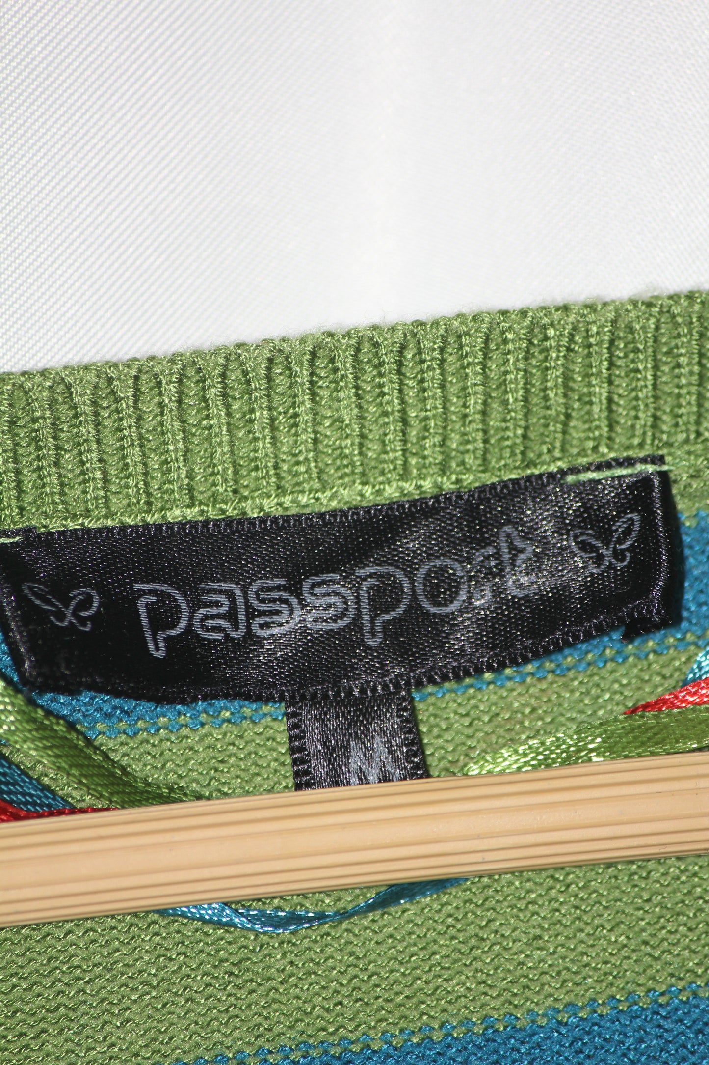 Passport Green & Blue Striped Button-Down Sweater (Medium)