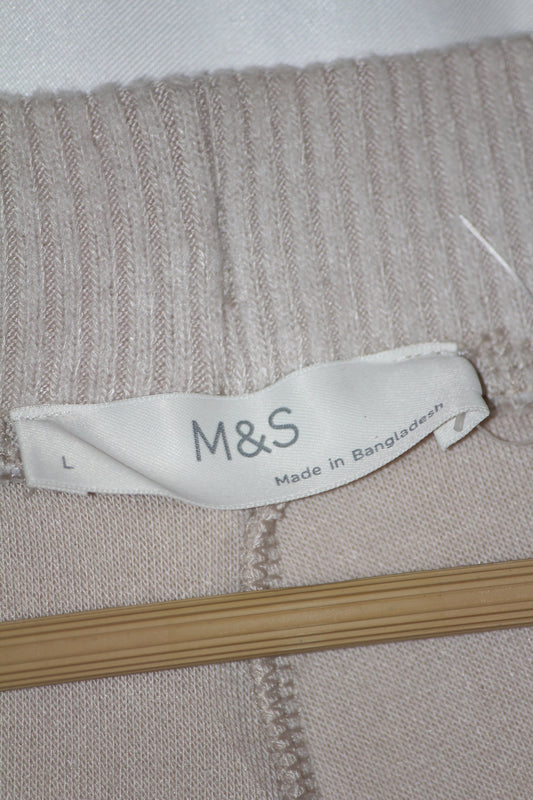 M&S White Fleece Warm Tights – Classic Comfort (Large)