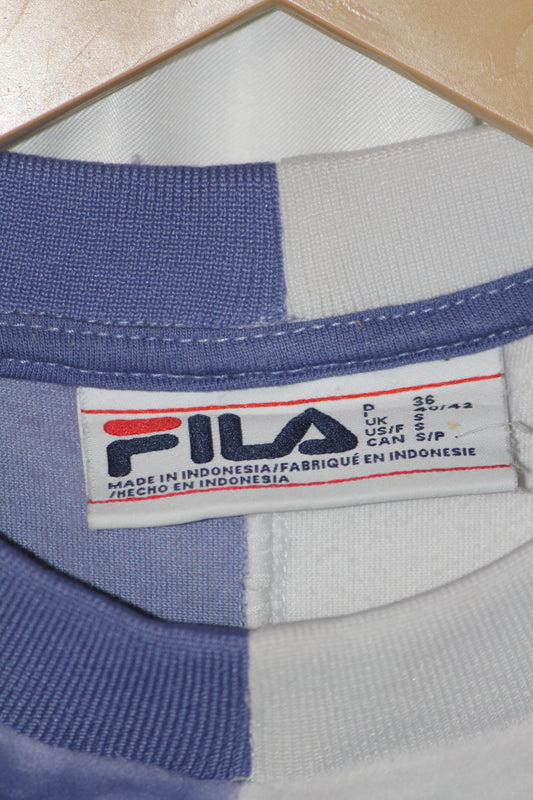 FILA White & Blue Sporty Crop Top – Small