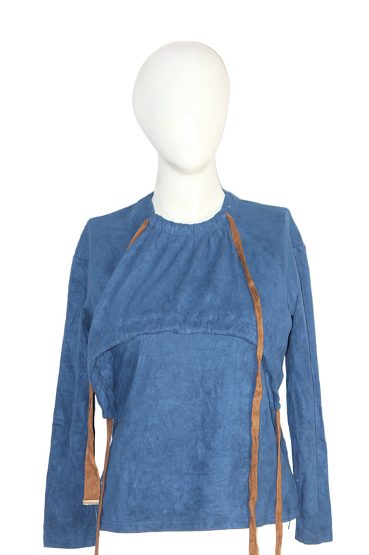 Blossom Mint Blue-Green Stretch Cotton Blouse – XS