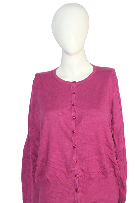 Marks & Spencer Bright Pink Button-Down Sweater – XL