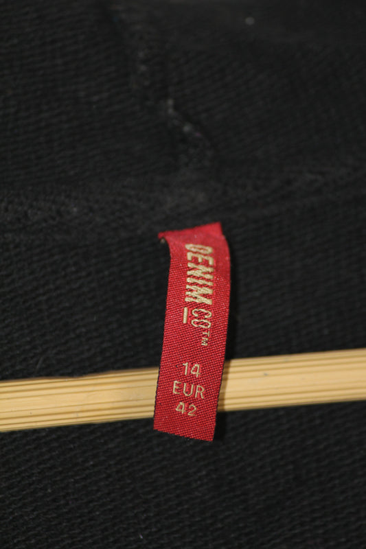 Denim Co Black Hoodie w/ Color Stripes – Medium