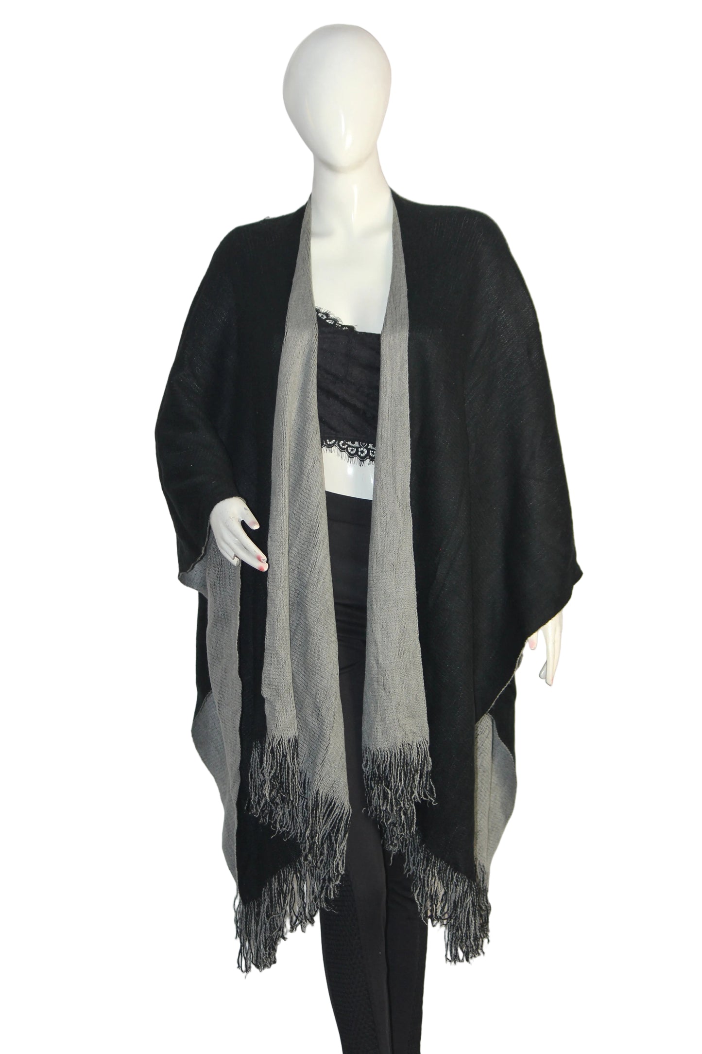 Thriftyfy Greyish Black Winter Cape