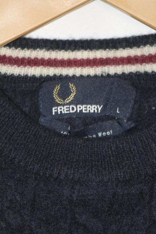 Fred Perry Navy Blue Wool Sweater