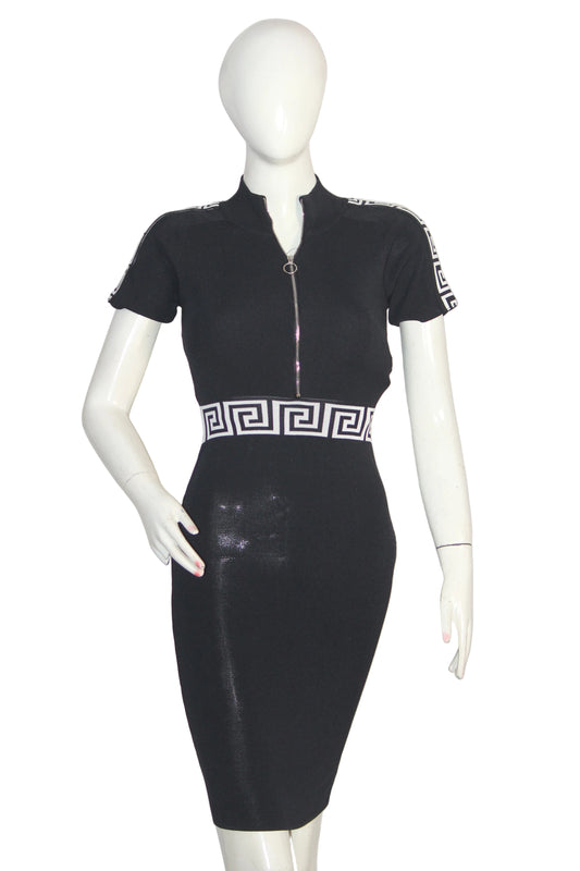 TU Black Half Sleeve Zipper Bodycon – Small