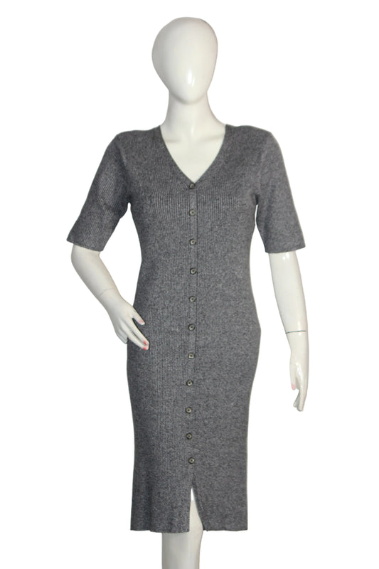 TU Gray Button-Down Bodycon Dress (Medium)