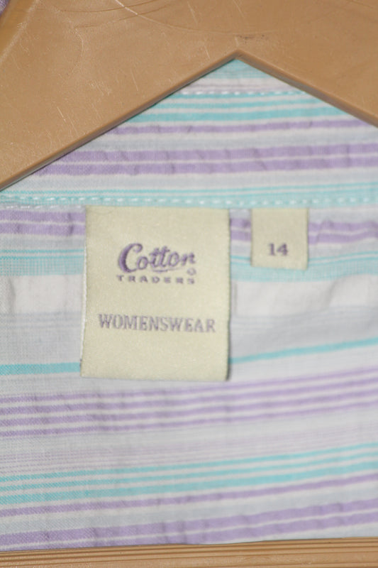 Cotton Traders Blue and White Button Down Shirt