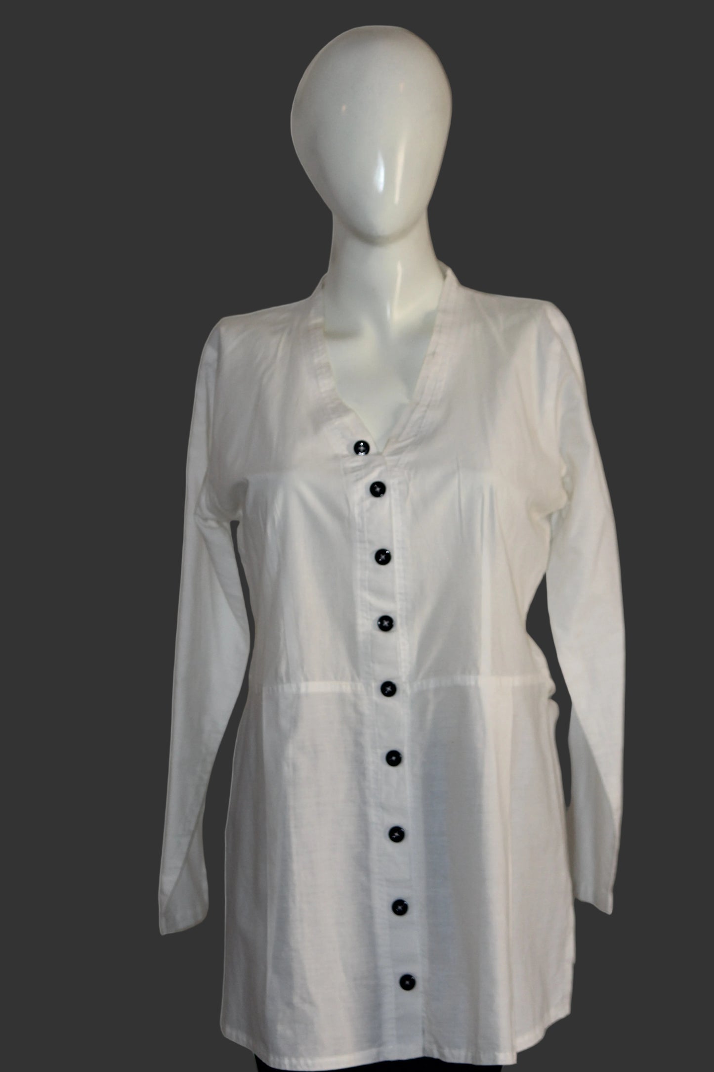 ThriftyFy Long-Length White Cotton Shirt – Small