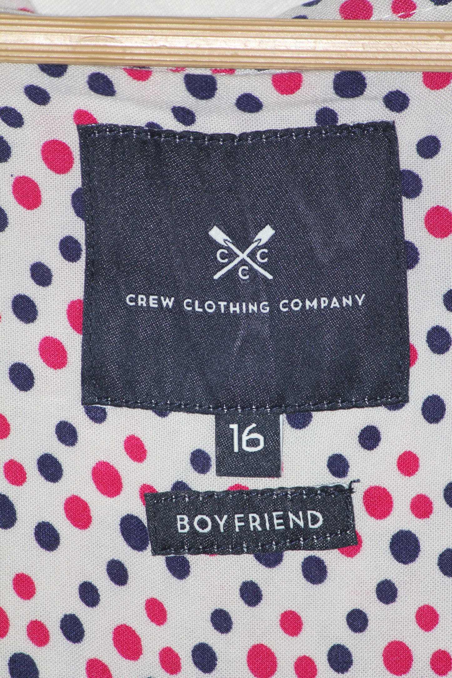 Crew Clothing Company Off-White Rayon Shirt with Dots – Small