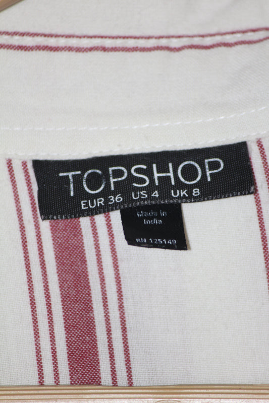 Top Shop White and Red Striped Button Down Shirt