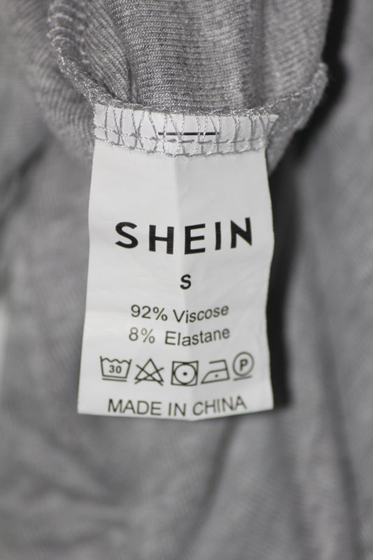 Shein Grey Half Sleeve Stretch Crop Top