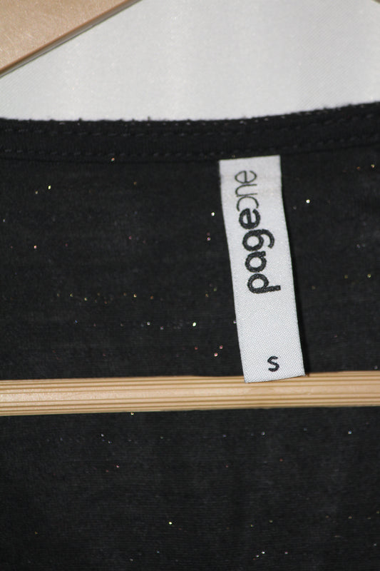 Page One Black Metallic Stripe Full Sleeve Crop Top