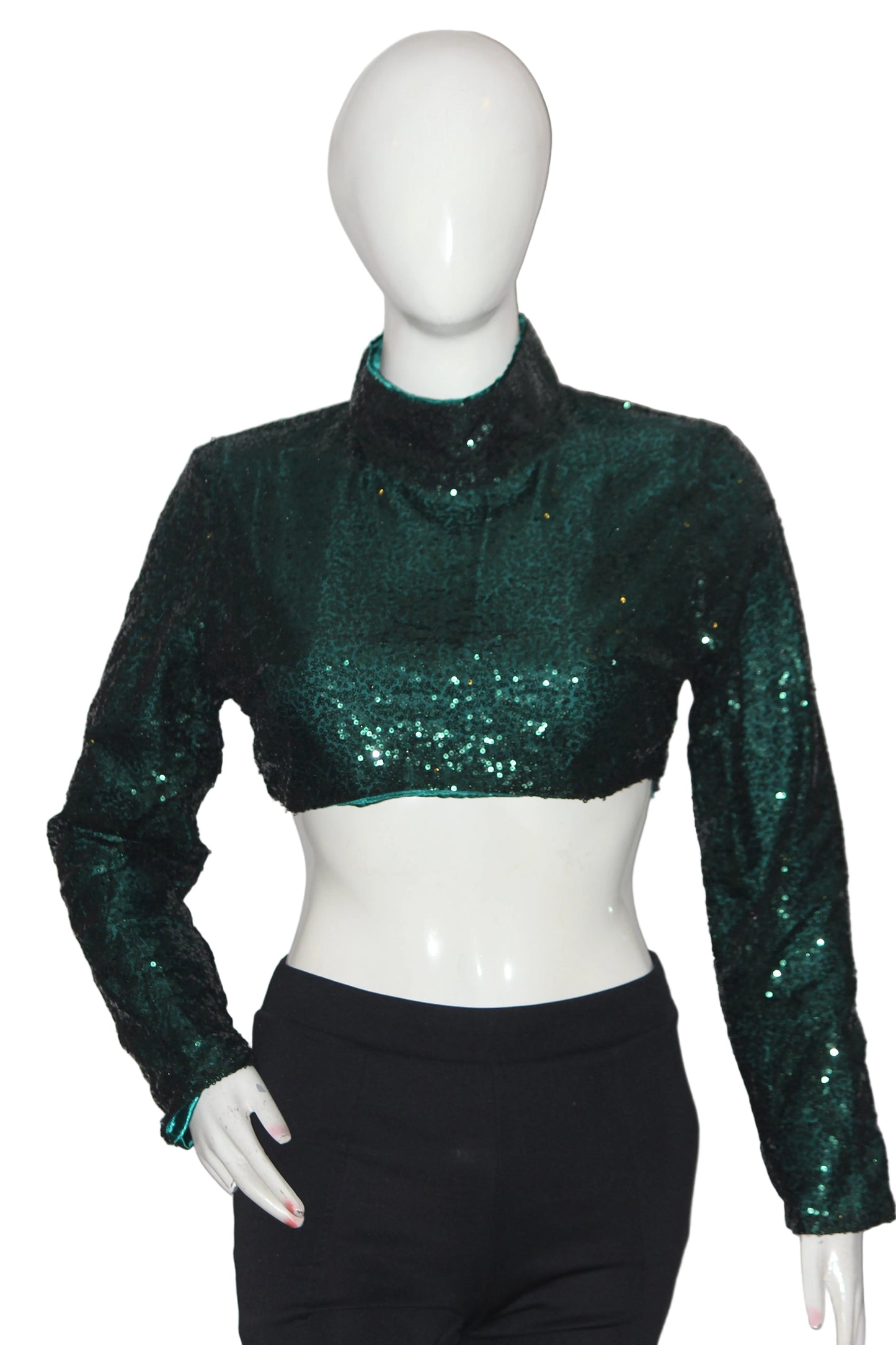 Thriftyfy Green Shimmery Crop Top