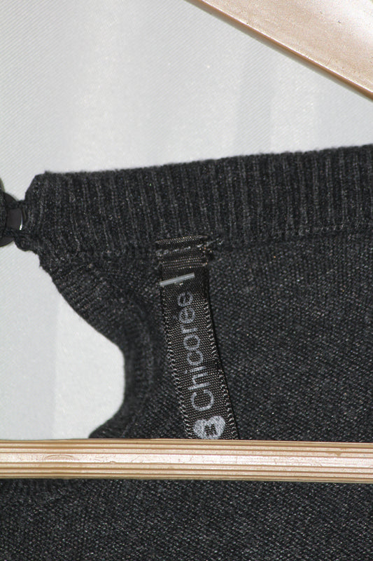 Chicoree Grey Full Sleeve Bodycon Dress with Beaded Collar