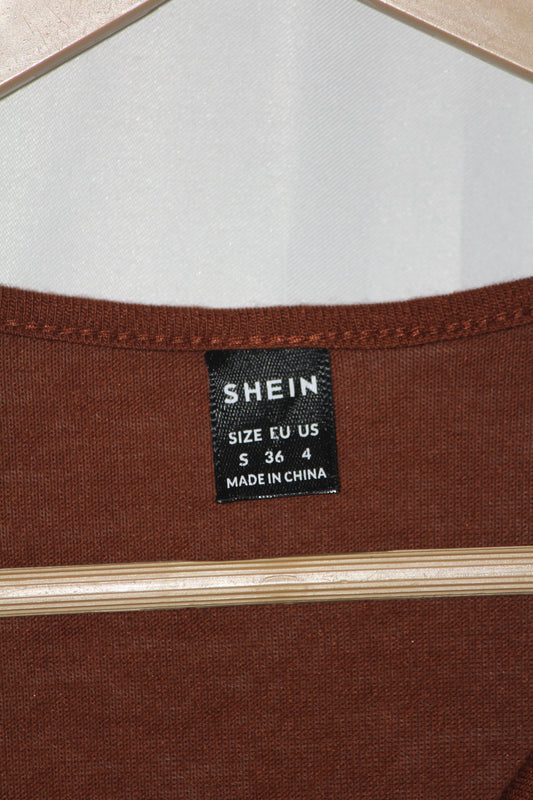 Shein Brown Long Sleeve Bodycon Maxi Dress