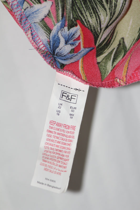 F&F Pink Floral Half Sleeve Crop Top