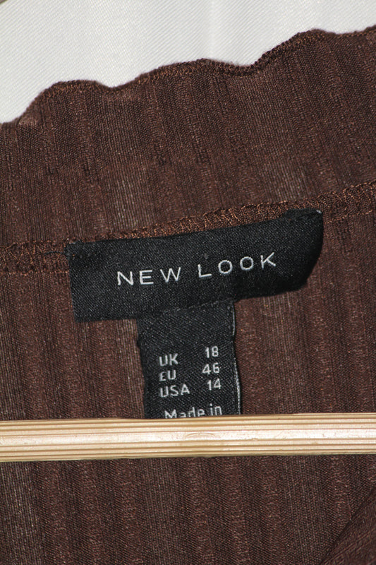 New Look Brown Quarter Zip Stretch Crop Top