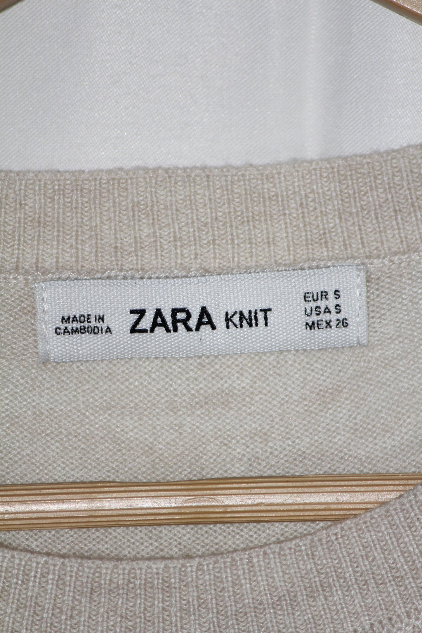 Zara Off White Full Sleeve Stretch Bodycon Dress