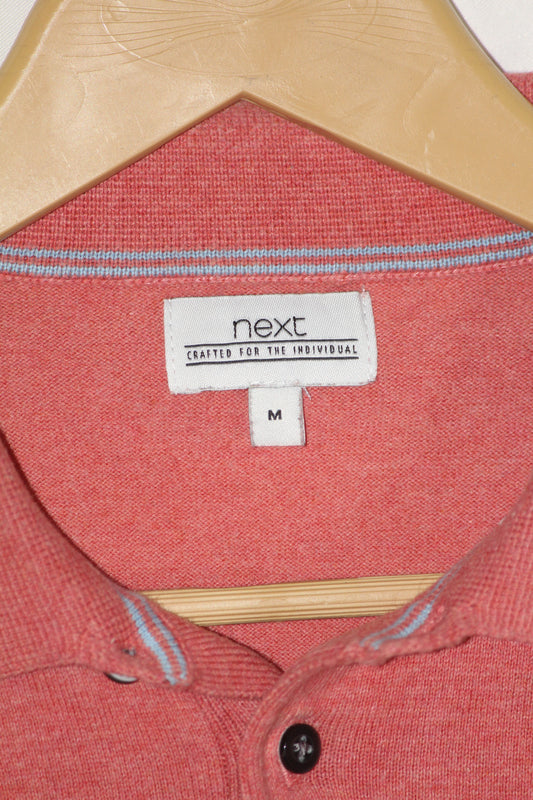 Next Pink Knitted Polo T-Shirt for Men – Medium