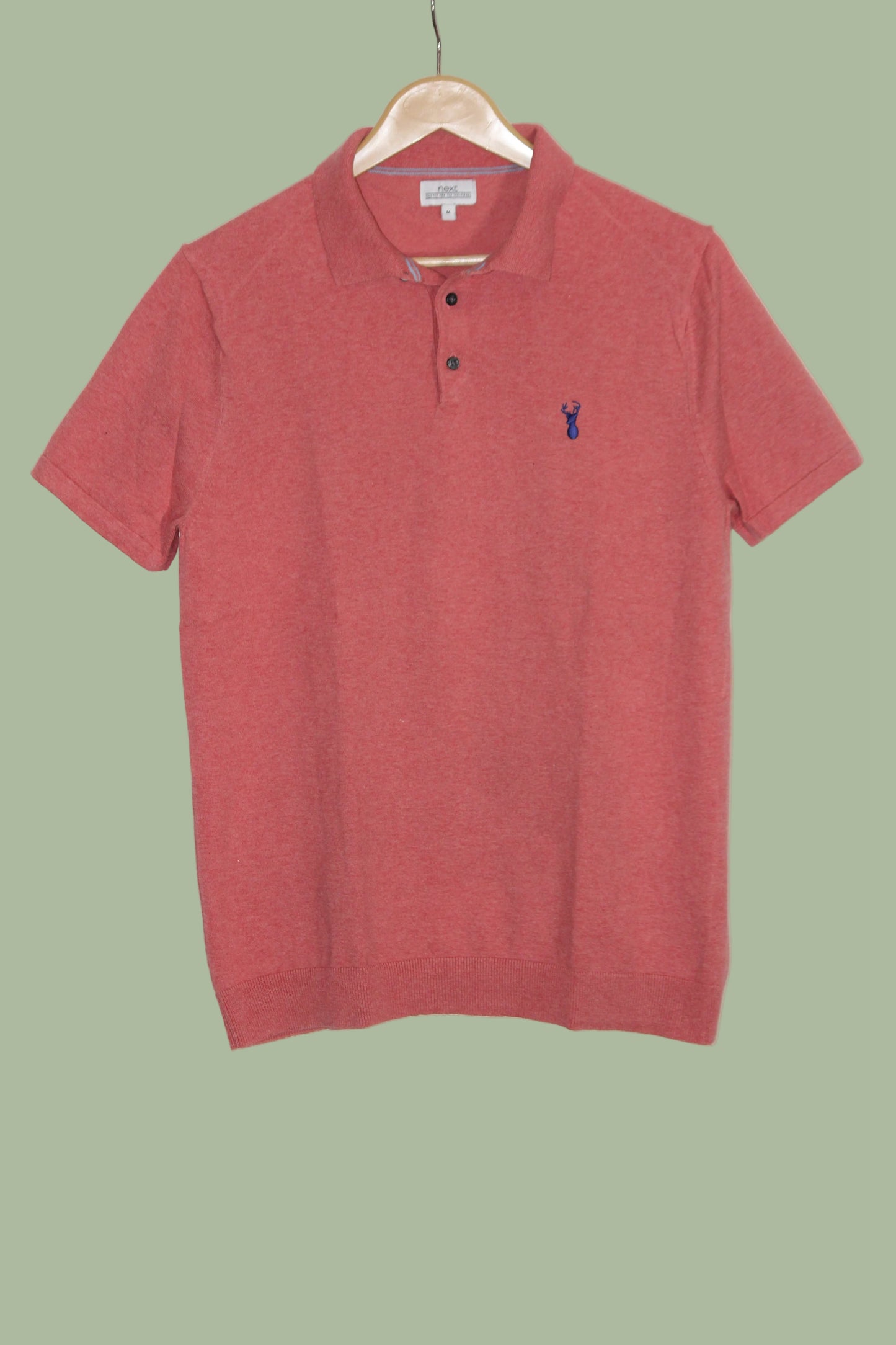 Next Pink Knitted Polo T-Shirt for Men – Medium