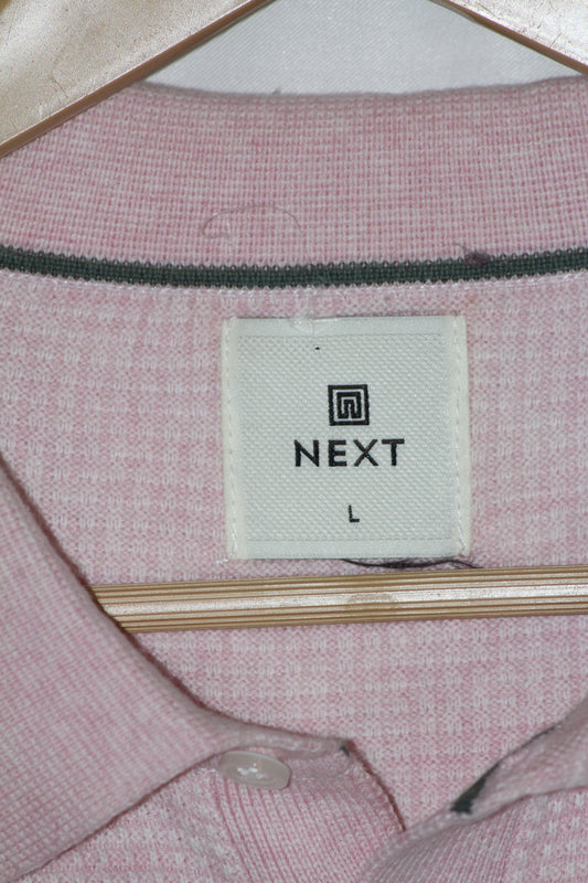 Next Pink Knitted Cotton Polo T-Shirt for Men