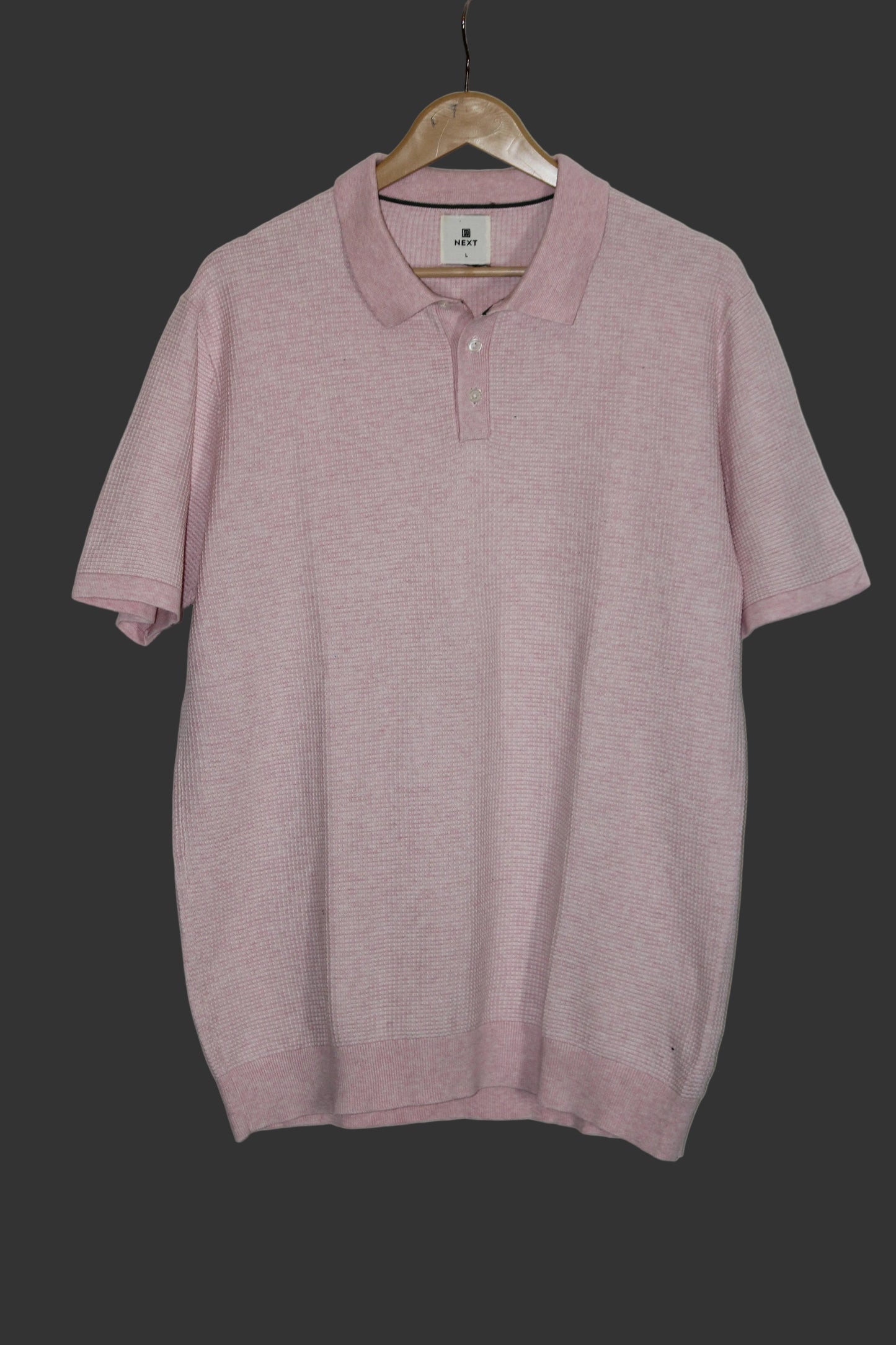 Next Pink Knitted Cotton Polo T-Shirt for Men