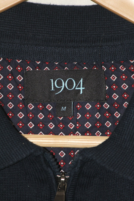 1904 Navy Blue Quarter Zip Knitted Polo T-Shirt for Men – 100% Cotton