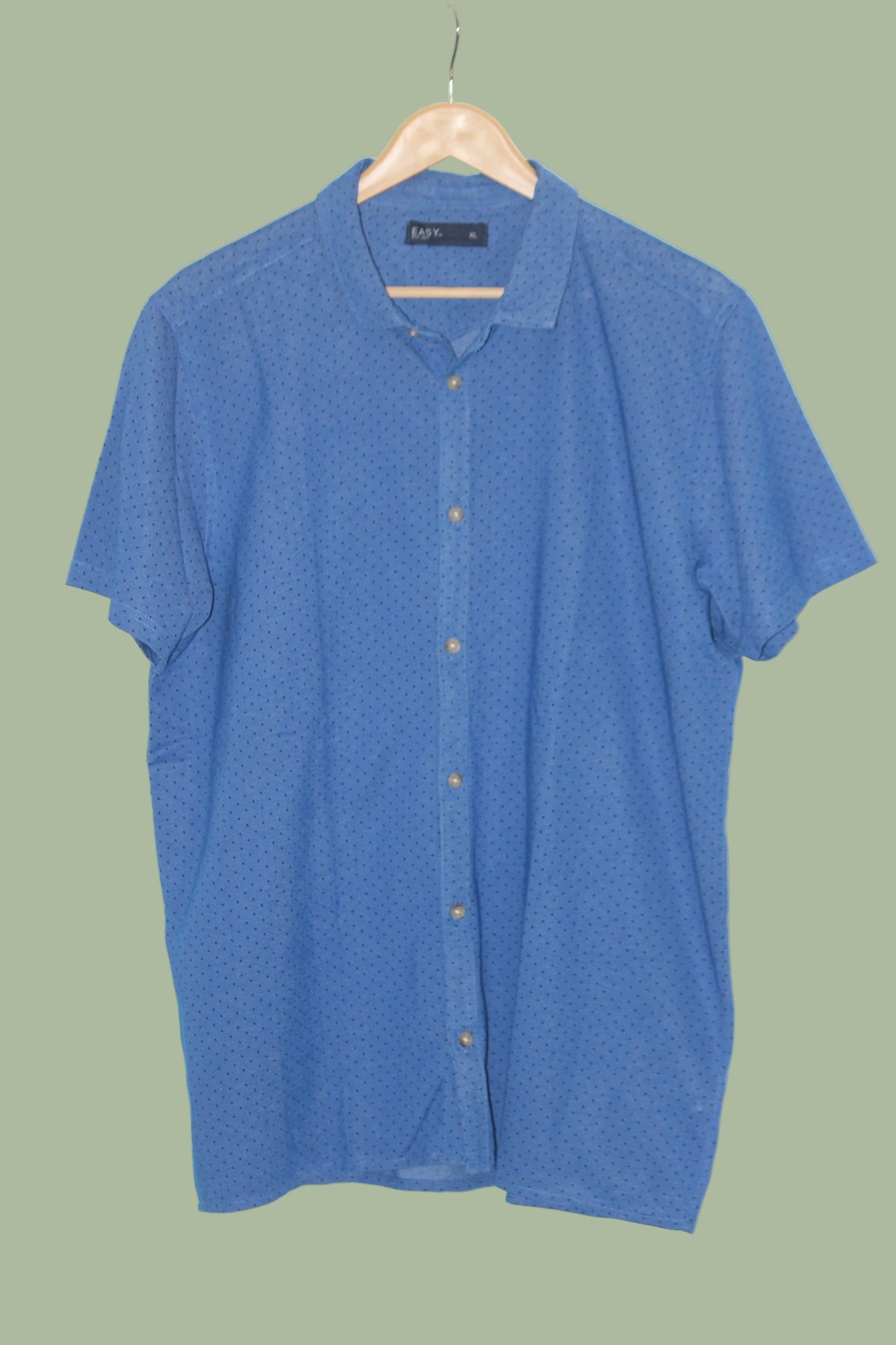 Easy Blue Printed Half Sleeve Button Down Shirt for Men