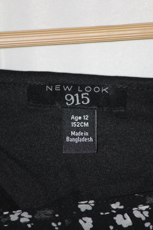 New Look Black Floral Full Sleeve Crop Top – Small