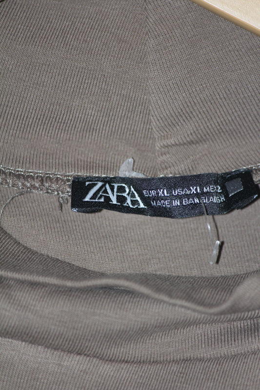 Zara Brown High Neck Stretchable Crop Top – XL