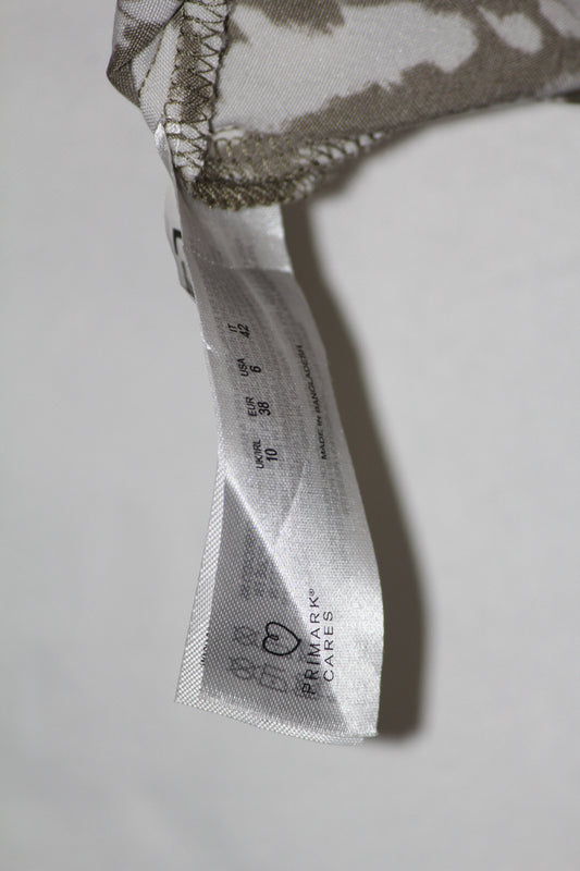 Primark Brown & White Printed Crop Top – Medium